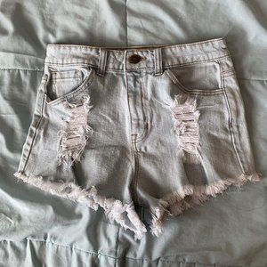 Forever 21 Distressed Light Blue Jean Shorts
